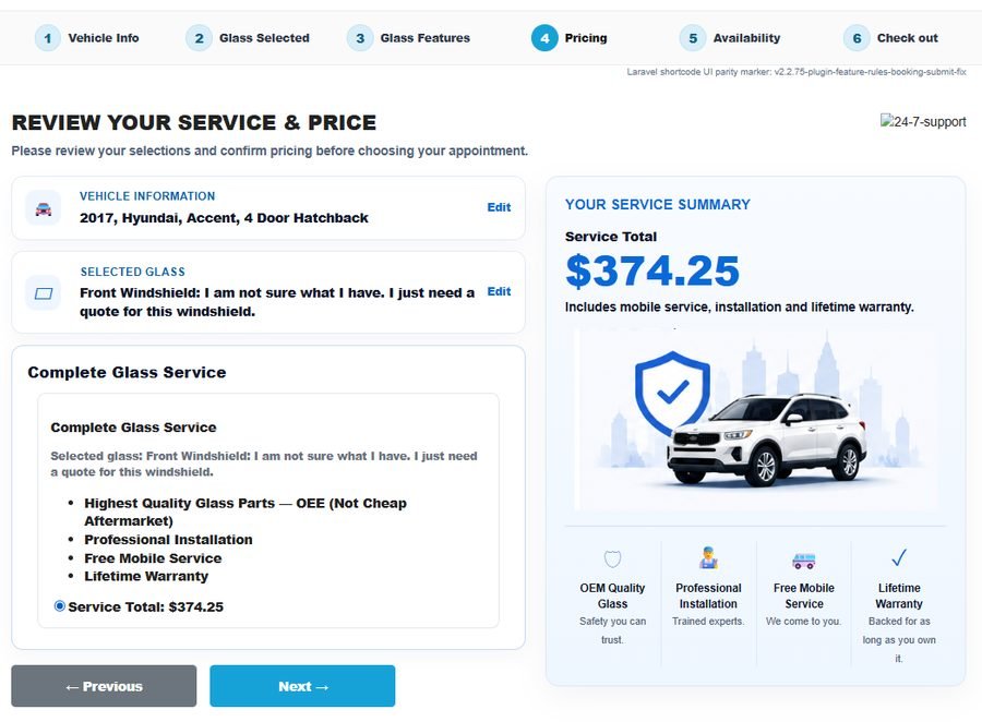 Step 2 — review and price