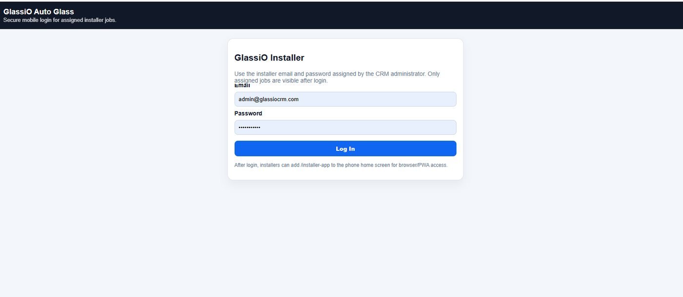 Technician portal — secure mobile login, assigned jobs only